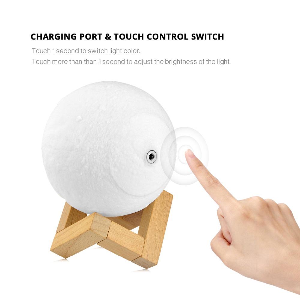 3D Print Moon Led Lamp Bulb Touch Switch
