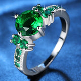 Purple /Red/Green/Blue Round AAAA+ Zirconia Real 10 KT Rhodium Filled Ring Women Fine Jewelry Bijoux CZ Finger Ring wedding Ring