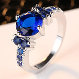 Purple /Red/Green/Blue Round AAAA+ Zirconia Real 10 KT Rhodium Filled Ring Women Fine Jewelry Bijoux CZ Finger Ring wedding Ring