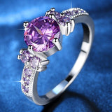Purple /Red/Green/Blue Round AAAA+ Zirconia Real 10 KT Rhodium Filled Ring Women Fine Jewelry Bijoux CZ Finger Ring wedding Ring