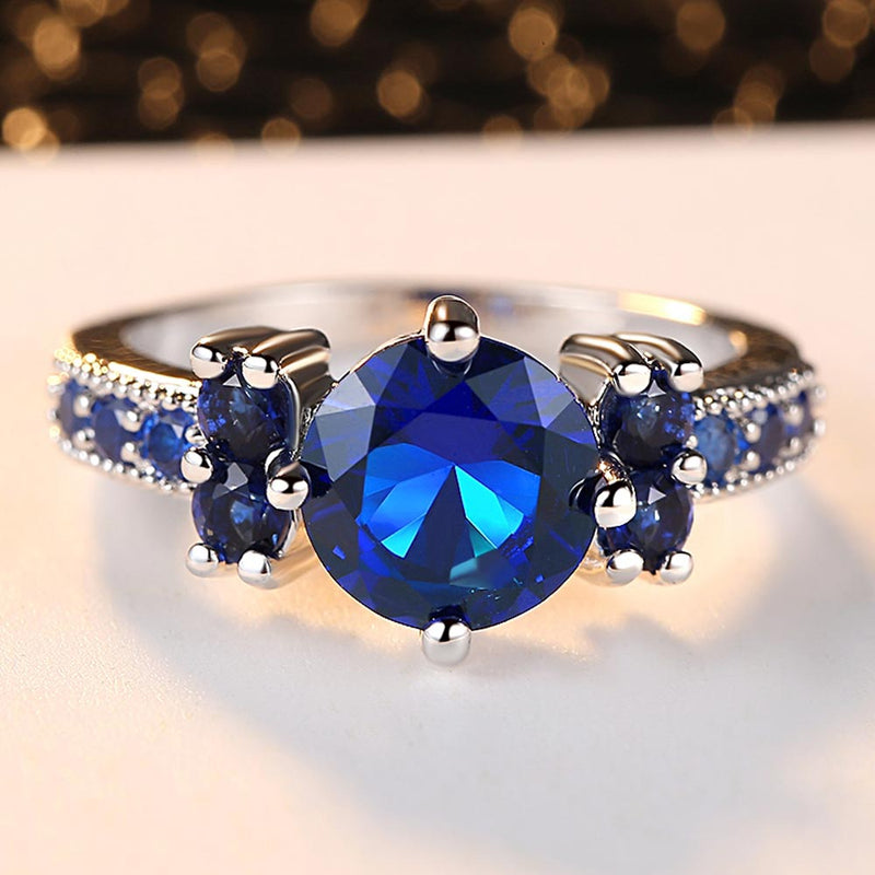 Purple /Red/Green/Blue Round AAAA+ Zirconia Real 10 KT Rhodium Filled Ring Women Fine Jewelry Bijoux CZ Finger Ring wedding Ring