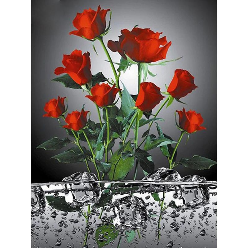 F&S Diamond Painting Store Rose And Leaves In Water