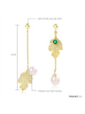 Leaf Pattern Pearl Earrings