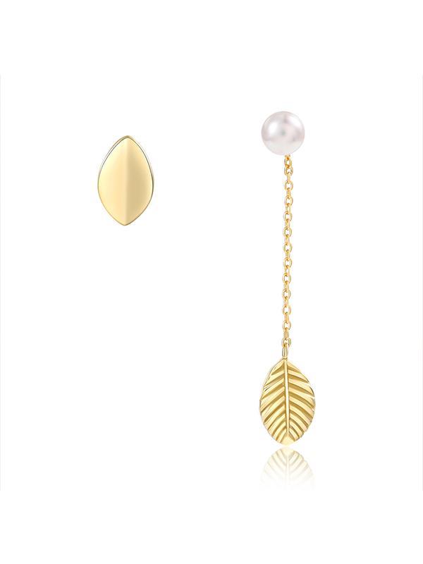 Irregular Leaf Silver Earrings