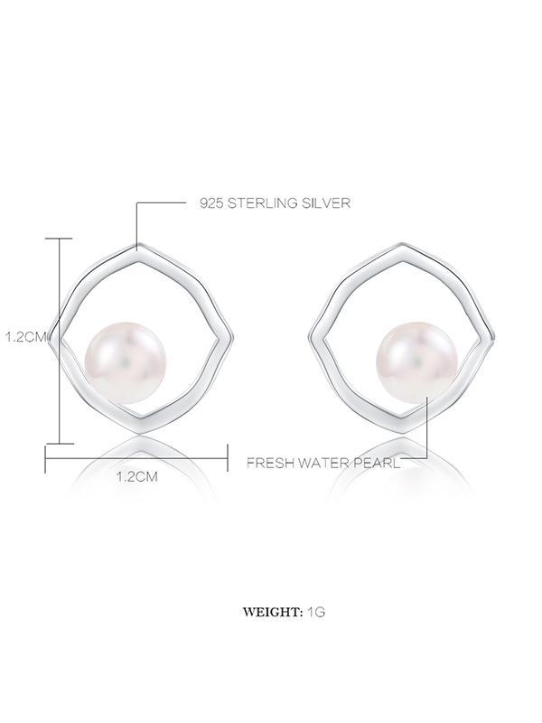 Simple Geometry Pearl Earrings