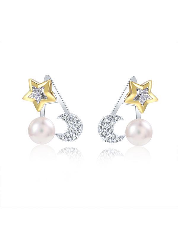 Star&Moon Pearl Earrings