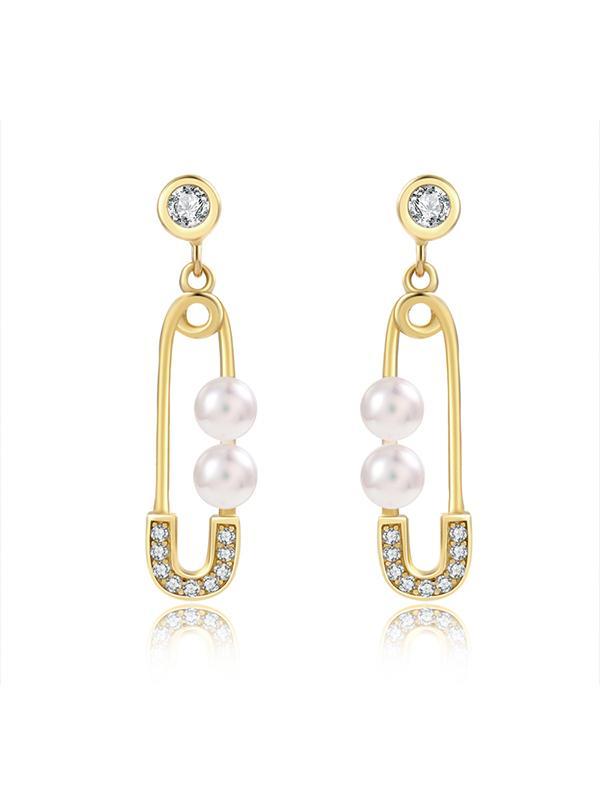 Diamond Clip Pearl Earrings