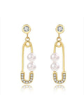 Diamond Clip Pearl Earrings