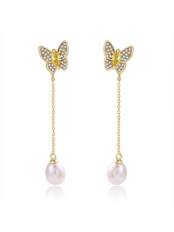Butterfly Pattern Silver Earrings