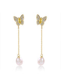 Butterfly Pattern Silver Earrings