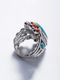 Blue Turquoise&Red Coral Ring