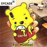 SYCASE 3D Cartoon Honey Winnie Shockproof Case For Huawei P8 Lite P9 P10 Lite Mate7 mate 8 9 Soft Silicone Bear Pooh shell Cover