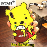 SYCASE 3D Cartoon Honey Winnie Shockproof Case For Samsung A3 A5 A7 E7 J1 J3 J5 J7 2016 2017 Soft Silicone Bear Pooh shell Cover