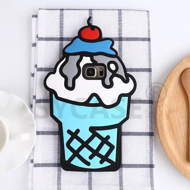 SYCASE 3D Cartoon Ice Cream Soft Silicone Back Cover For Samsung Galaxy S5 S6 S6 Edge S7 S7 Edge Phone Cases Fundas Coque Capa