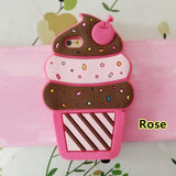SYCASE 3D Summer Simulation Milk Cherry Ice Cream Silicone Cartoon PhoneCase For iPhone 5 5S SE 6 6S 7 8 Plus X protective cover