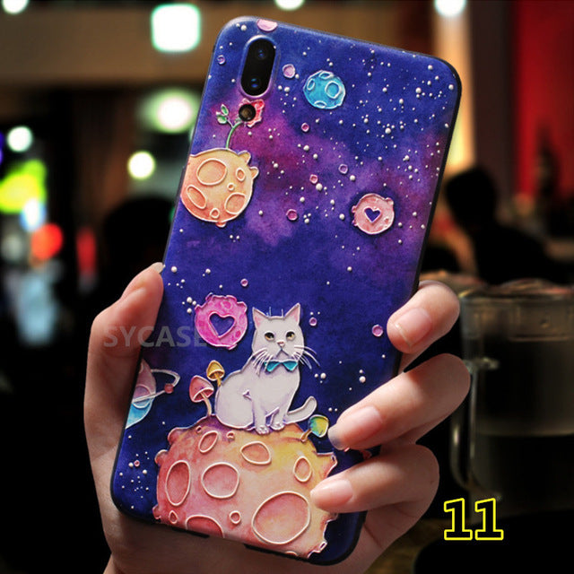 SYCASE 3D painted emboss cartoon Frosted soft TPU phone case For xiaomi Mi 5 6 5X 8  Redmi Note 4 4X 5Plus case protective cover