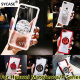 SYCASE Acrylic Back TPU Frame Hybrid ring Phone Case For Huawei Mate 9 10 P20 Pro Lite P Smart Nova 3 3E 3i 2i Lite Free lanyard