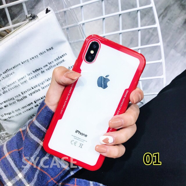SYCASE Acrylic Back TPU Frame Hybrid rings Phone Case For iPhone X XR XsMax 7 8 6 6S Plus 5 5S SE Anti-knock Protective cover