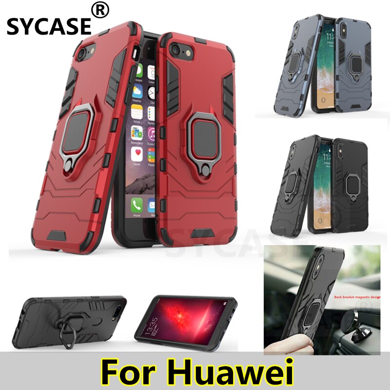 SYCASE Armor case For Huawei P20 P20Pro P20Lite Nova3 Honor 6X 10 anti-fall bracket ring iron man TPU + PC fully enclosed case