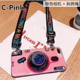 SYCASE Blu-ray retro camera soft case For Samsung Galaxy S7 Edge S8 S9 Plus Note8 Note9 doll bracket protective Cover lanyard