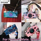 SYCASE Blu-ray retro camera soft phonecase For Huawei Mate 8 9 10 20 PRO Lite Mate20X maimang 6 7 case with doll bracket lanyard