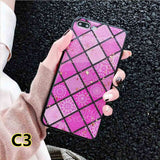 SYCASE Bracket + hair ball lanyard Epoxy phone case For iPhone 6 6S 7 8 Plus X XR Xs Max case National style grid back Cover