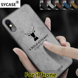 SYCASE Business DEER Case For iPhone 6 6S 7 8 Plus X XR Xs Max Pattern Cloth Deer Head Capa Soft Full Protection Back cover case