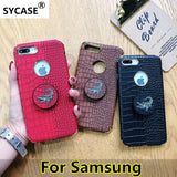 SYCASE Business crocodile pattern case For Samsung S7edge S8 S9 Plus Note8 Leather phone holder stand Phone Case with Holder
