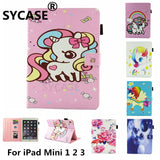 SYCASE Cartoon Unicorn For Apple iPad mini 1 2 3 Case Multi-Function Painted Flamingo Cat All-Inclusive Fall Protection Cover
