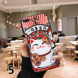 SYCASE China style Features text shell For iPhone X xs Xr Xs Max 6 6s plus 7 8 Plus case Cartoon lucky cat Anti-fall glass Cover