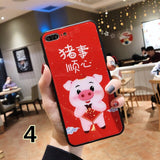 SYCASE China style Features text shell For iPhone X xs Xr Xs Max 6 6s plus 7 8 Plus case Cartoon lucky cat Anti-fall glass Cover