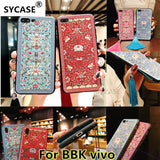 SYCASE China style palace flower For BBK vivo X9 X9S X20 Plus X21 UD wearing tassel Court rose Peony embossed pattern Phone case