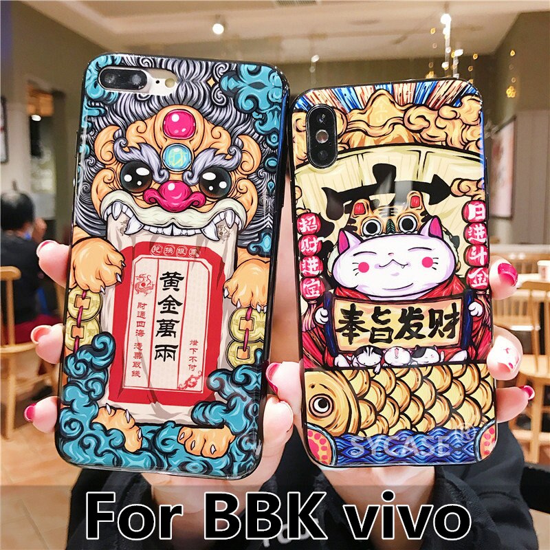 SYCASE China style symbolic pattern text shell For BBK vivo X20 X21 UD X23 Z3 Y85 Y97 case Bluray bracket anti-drop Cover