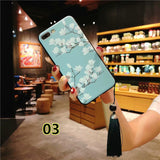 SYCASE China style tassel hanging For Samsung S8 S9 Plus Note8 Note9 Court totem flowers Silicone embossed painted  phone case