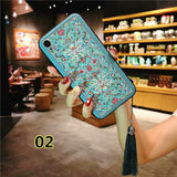 SYCASE China style tassel hanging For Samsung S8 S9 Plus Note8 Note9 Court totem flowers Silicone embossed painted  phone case