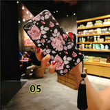 SYCASE China style tassel hanging For Samsung S8 S9 Plus Note8 Note9 Court totem flowers Silicone embossed painted  phone case