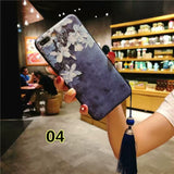 SYCASE China style tassel hanging For Samsung S8 S9 Plus Note8 Note9 Court totem flowers Silicone embossed painted  phone case