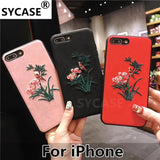 SYCASE Chinese Style Embroidery flowers For iPhone X Xr Xs Max Cover For iPhone 6 6s plus 7 8 Plus Retro Palace Anti-fall Case