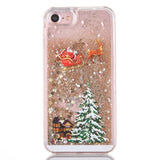 SYCASE Christmas Dynamic star Quicksand phonecase For iPhone 5 5S SE 6 7 8 Plus X Elk Sleigh Tree Santa Claus pattern Phone case