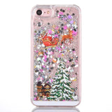 SYCASE Christmas Dynamic star Quicksand phonecase For iPhone 5 5S SE 6 7 8 Plus X Elk Sleigh Tree Santa Claus pattern Phone case