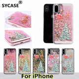SYCASE Christmas Dynamic star Quicksand phonecase For iPhone 5 5S SE 6 7 8 Plus X Elk Sleigh Tree Santa Claus pattern Phone case