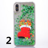SYCASE Christmas Gift Phone Case for iPhone X XS XR XS Max 6 6S 7 8 Plus Santa Tree Flash Stars Smooth Sand Transparent Cover