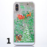 SYCASE Christmas Gift Phone Case for iPhone X XS XR XS Max 6 6S 7 8 Plus Santa Tree Flash Stars Smooth Sand Transparent Cover