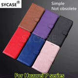 SYCASE Classic Plain leather case For Huawei P8 P9 P10 P20 Pro Lite mini 2017 P smart Plus Simple card holder wallet phone case