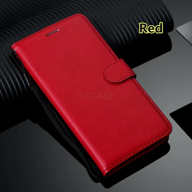 SYCASE Classic Plain leather case For OPPO F5 F7 F9 R17 A73 Phone case Solid color Simple card holder Lambskin Flip wallet case
