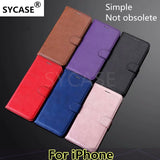 SYCASE Classic Plain leather case For iPhone 5 5S SE 6 6S 7 8 Plus X XR Xs Max Simple card holder Lambskin wallet phone case