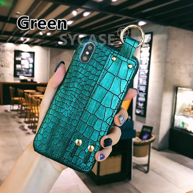 SYCASE Crocodile grain Shell For Huawei Mate 9 Pro Mate 10 10 Pro Honor 8 9 honor 10 V9 V10 Case Wrist strap Bracket Cover Women