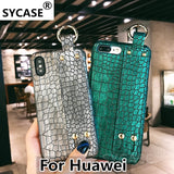 SYCASE Crocodile grain Shell For Huawei Mate 9 Pro Mate 10 10 Pro Honor 8 9 honor 10 V9 V10 Case Wrist strap Bracket Cover Women