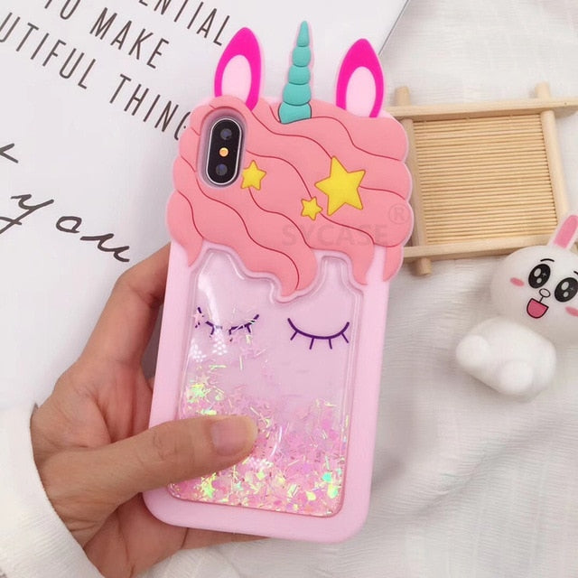 SYCASE Cute 3D Unicorn Eyelash horse Shell for Samsung Galaxy J4 J6 J8 2018 Case All-inclusive silicone Anti-knock Cover women