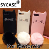 SYCASE Cute beard cat Silicagel Shell For Motorola G5 G6 Plus play Moto E4 E5 Plus Case cartoon hairball Anti-fall Cover Women
